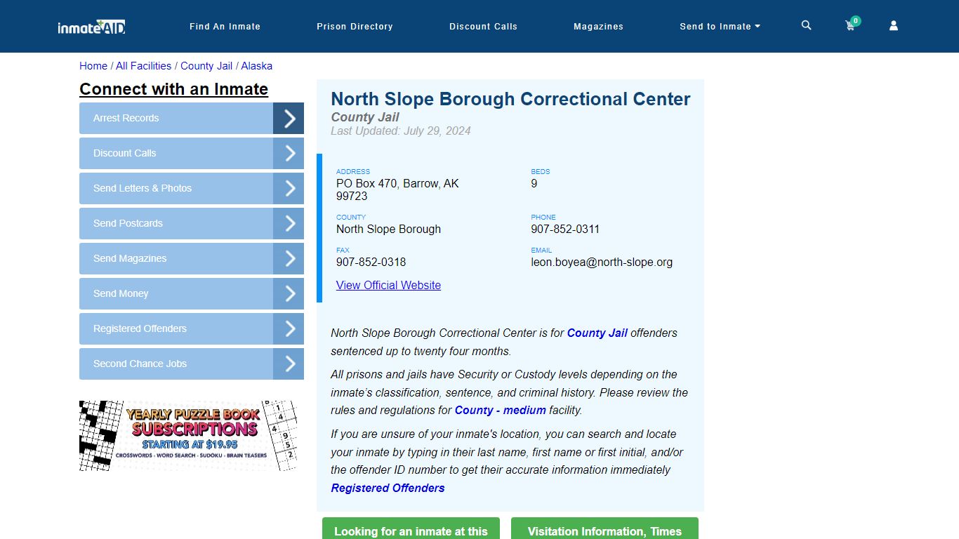 North Slope Borough Correctional Center - Inmate Locator